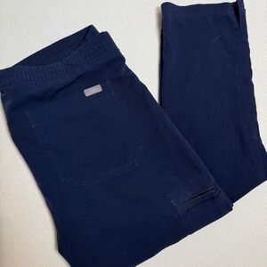 FIGS Technical Collection Cargo Scrub Pants Drawstring Pockets Navy Blue‎ XS/T